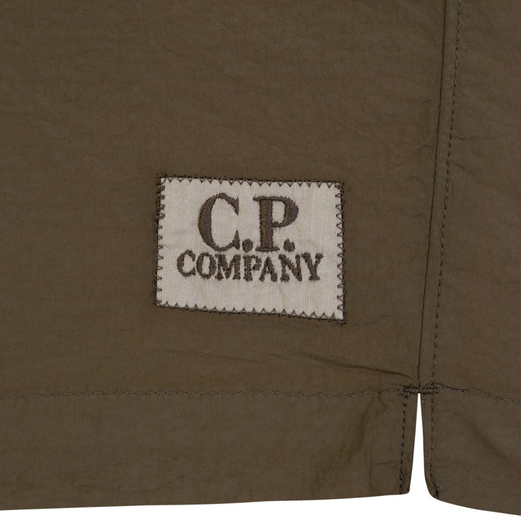 Cp Company Flatt Nylon Stitch Logo Swim Shorts in Ivy Green