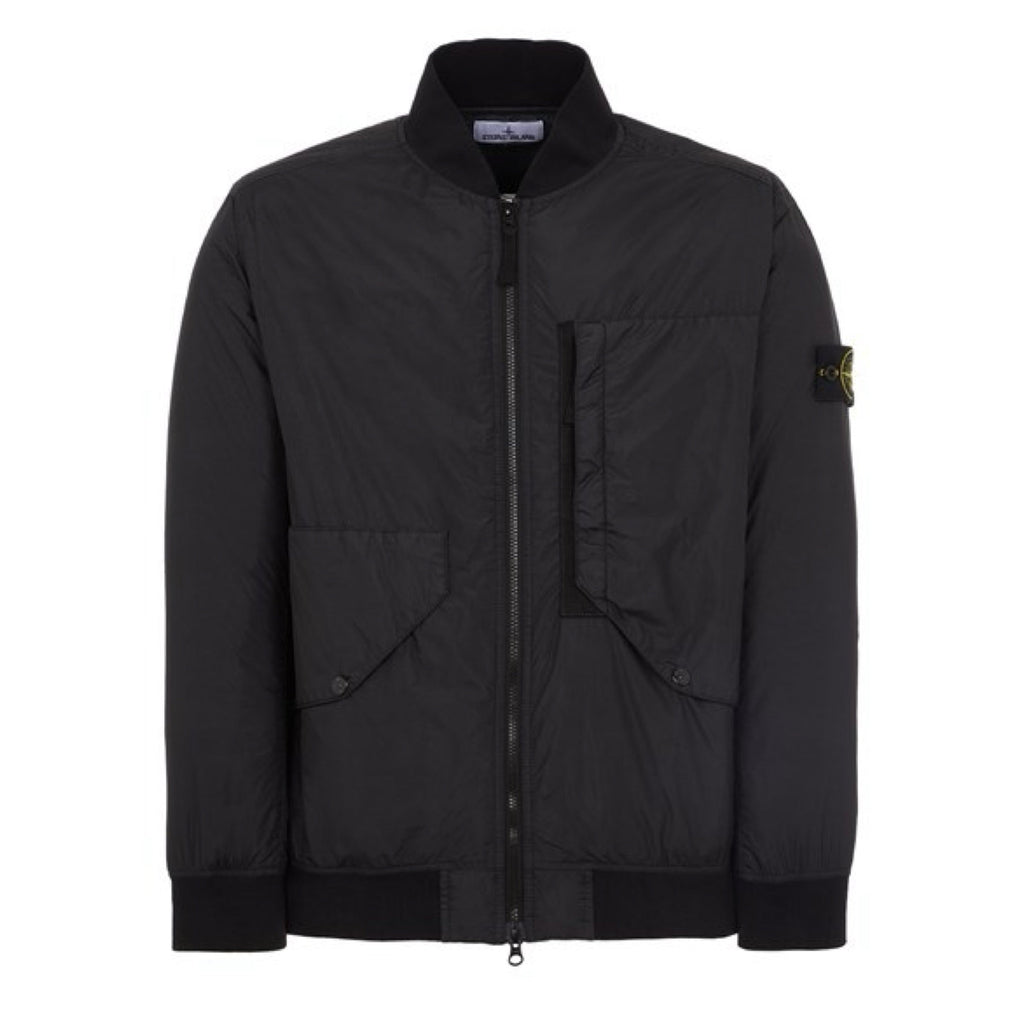 Stone Island Garment Dyed Crinkle Reps R-Ny Primaloft Bomber Jacket in Black