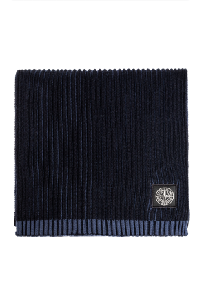 Stone Island Wool Scarf In Navy