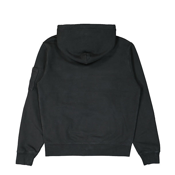 Cp Company Garment Dyed Overhead Lens Hoodie In Black