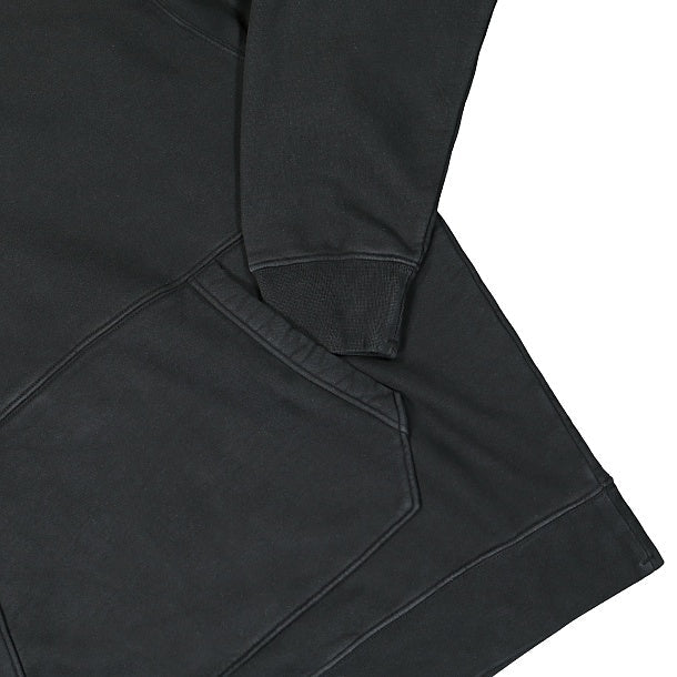 Cp Company Garment Dyed Overhead Lens Hoodie In Black