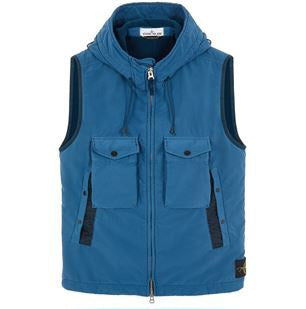 Stone Island David Light-Tc With Micropile Hooded Gilet In Blue
