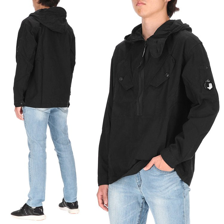 Cp Company Zip Overshirt In Black
