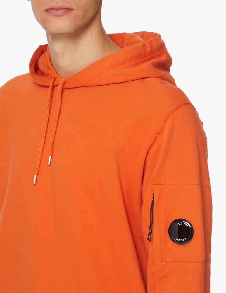 Cp Company Light Fleece Lens Overhead Hoodie In Harvest Pumpkin