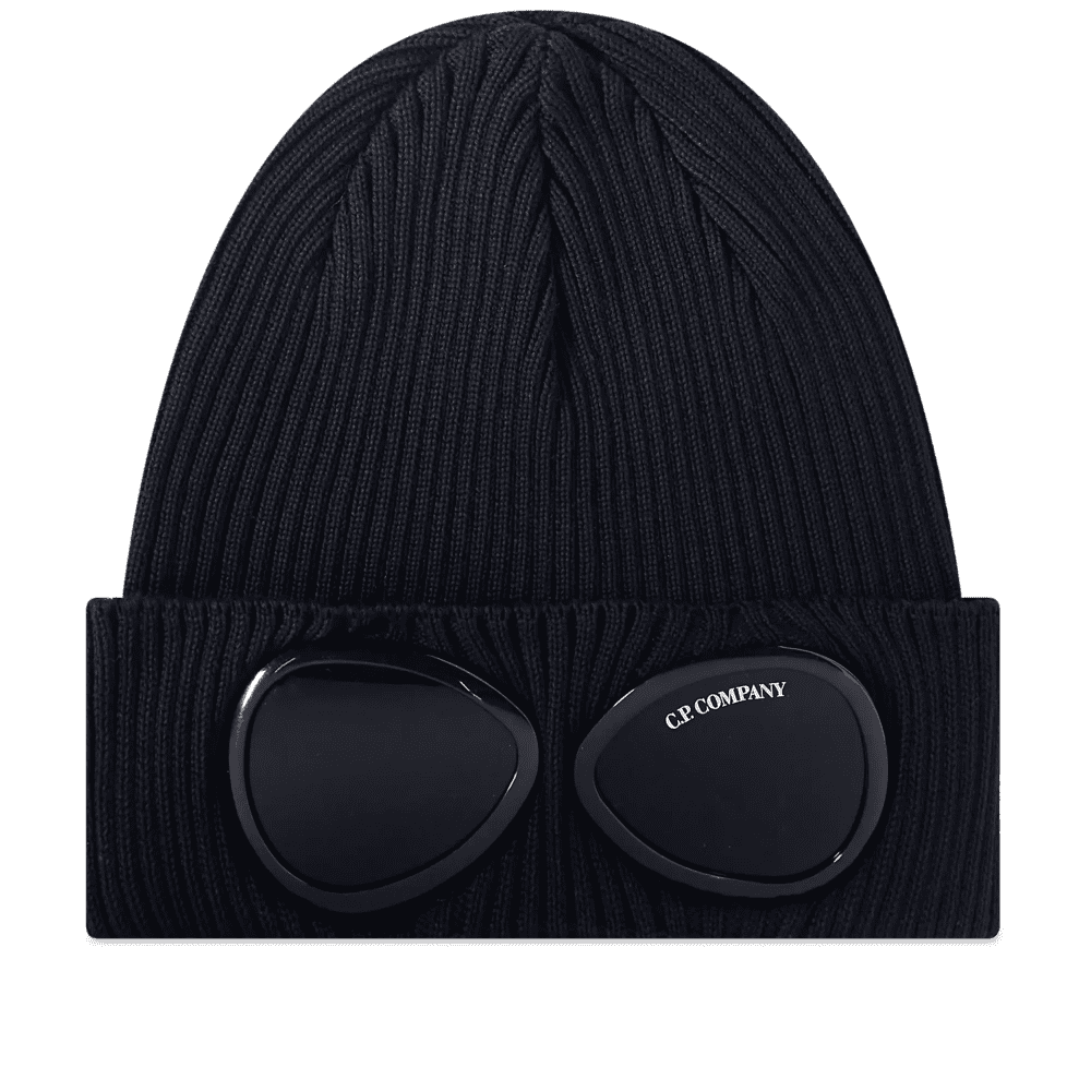 Cp Company Cotton Goggle Beanie In Navy