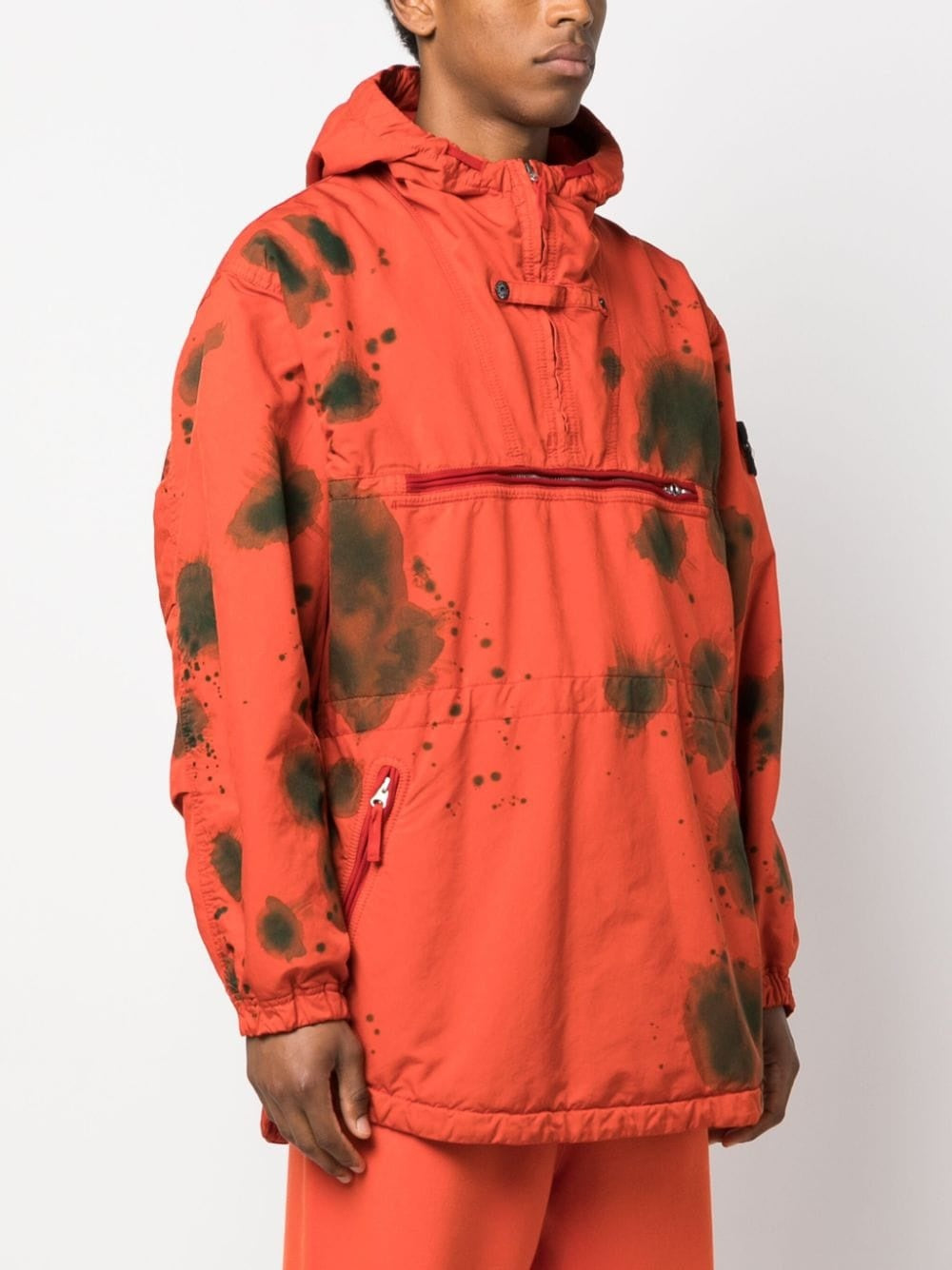 Stone Island Hand Colouring On David-Tc With Micro Pile Jacket In Red