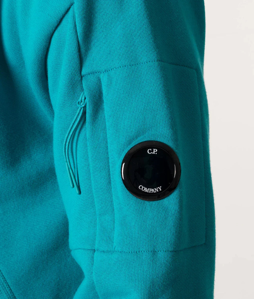 Cp Company Quarter Zip Polo Collar Sweatshirt In Tile Blue