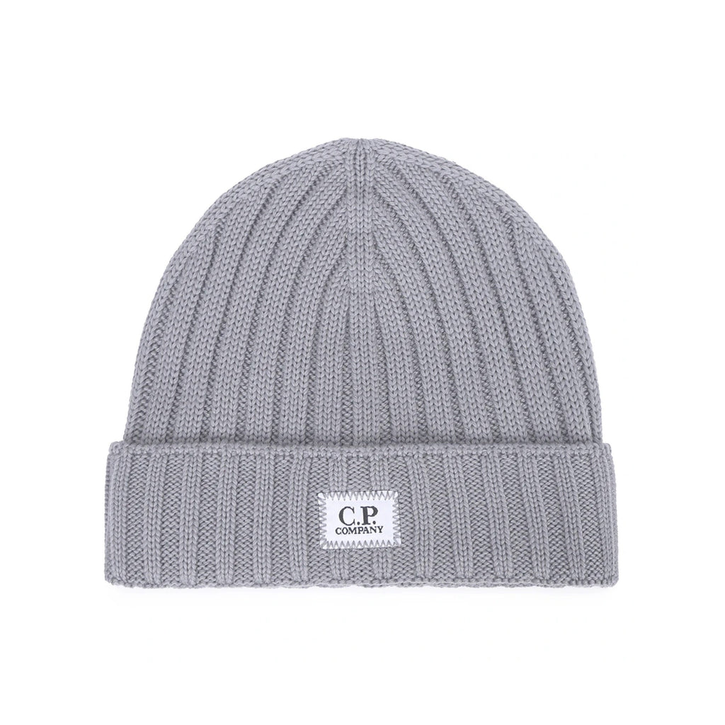 Cp Company Merino Wool Patch Logo Beanie in Grey M93