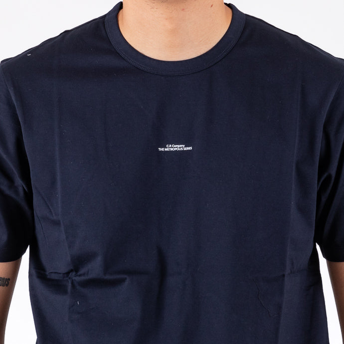Cp Company 198A Metropolis Series Mercerised Jersey Print Logo T-Shirt Navy