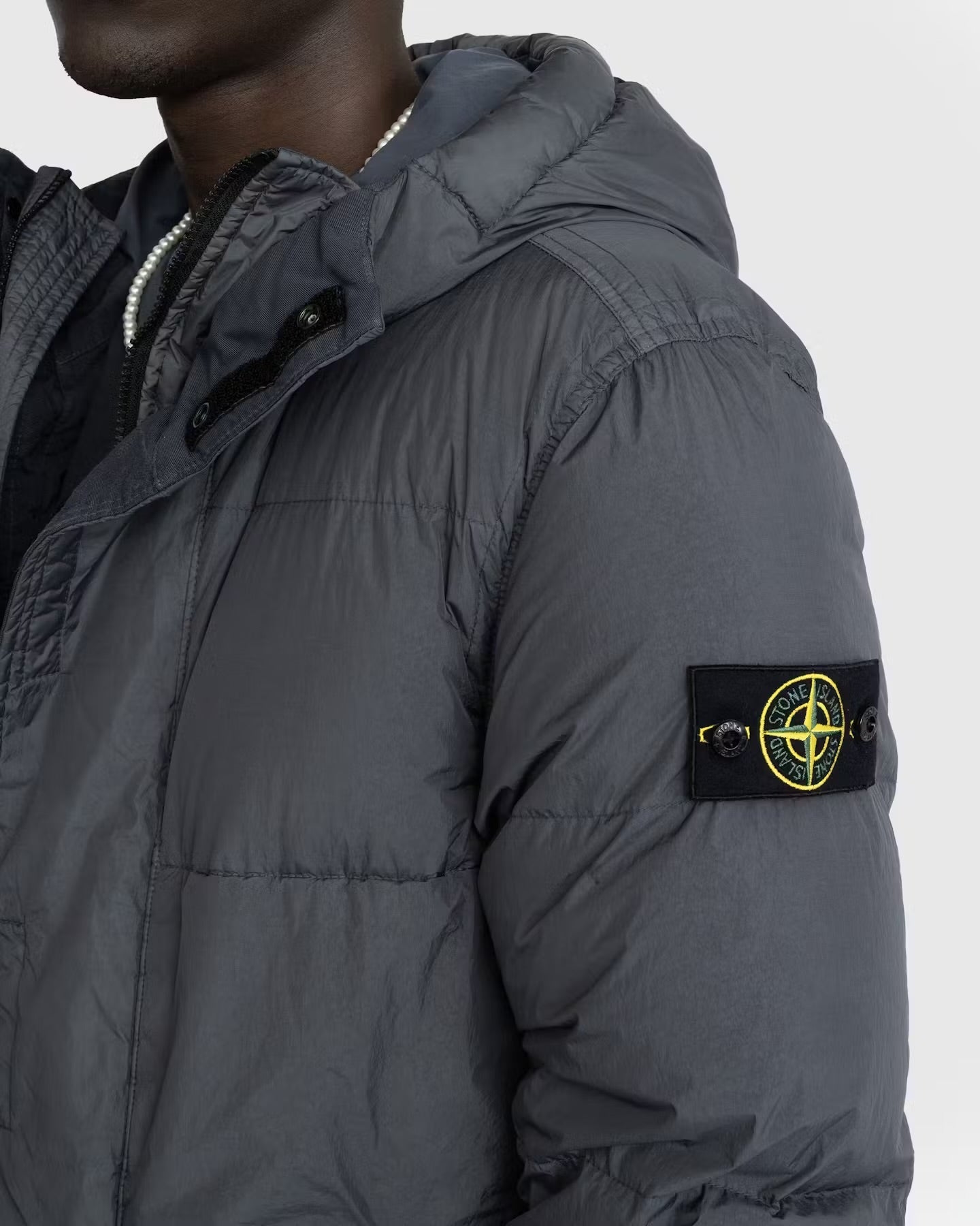 Stone Island Garment Dyed Crinkle Reps R-Ny Down Coat in Dark Grey