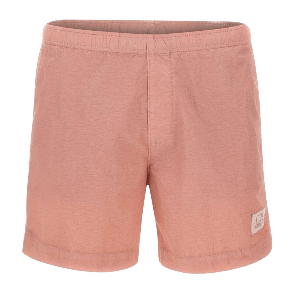 Cp Company Flatt Nylon Stitch Logo Swim Shorts Pale Mauve