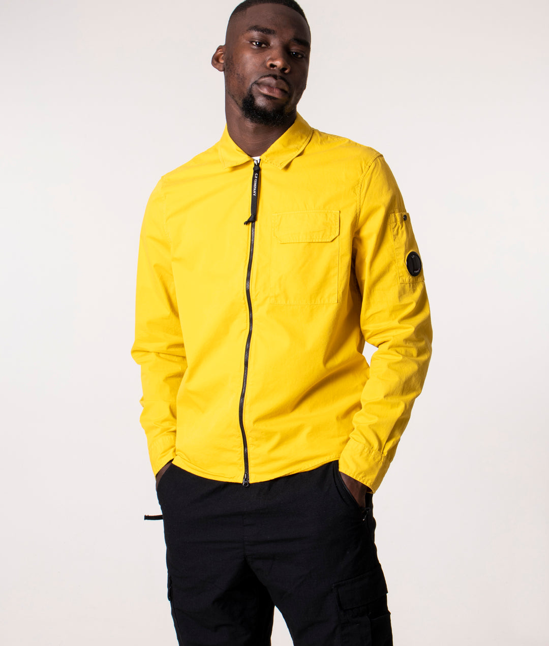 Cp Company Gabardine Zip Overshirt In Golden Nugget