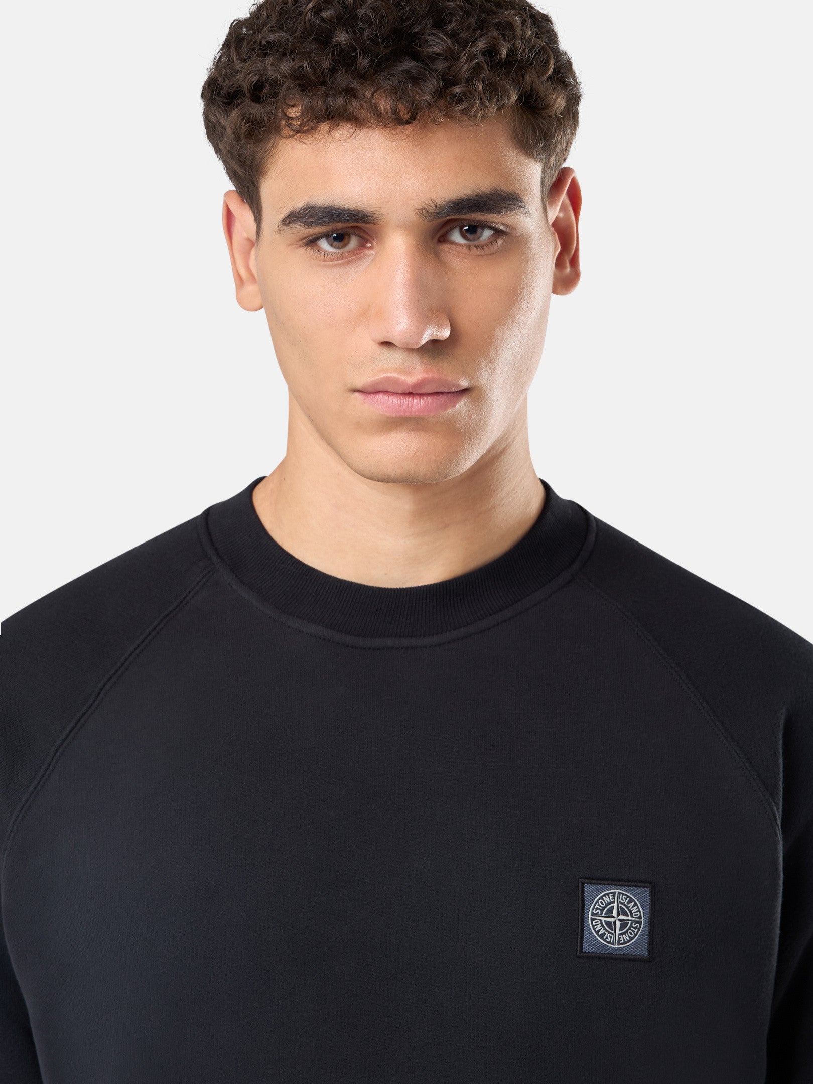 Stone Island Patch Logo Paneled Sweatshirt In Black