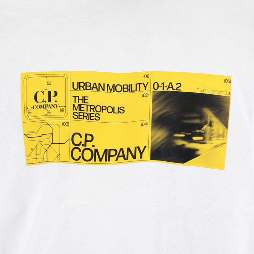 Cp Company Mercerised Jersey Urban Mobility T-Shirt in White