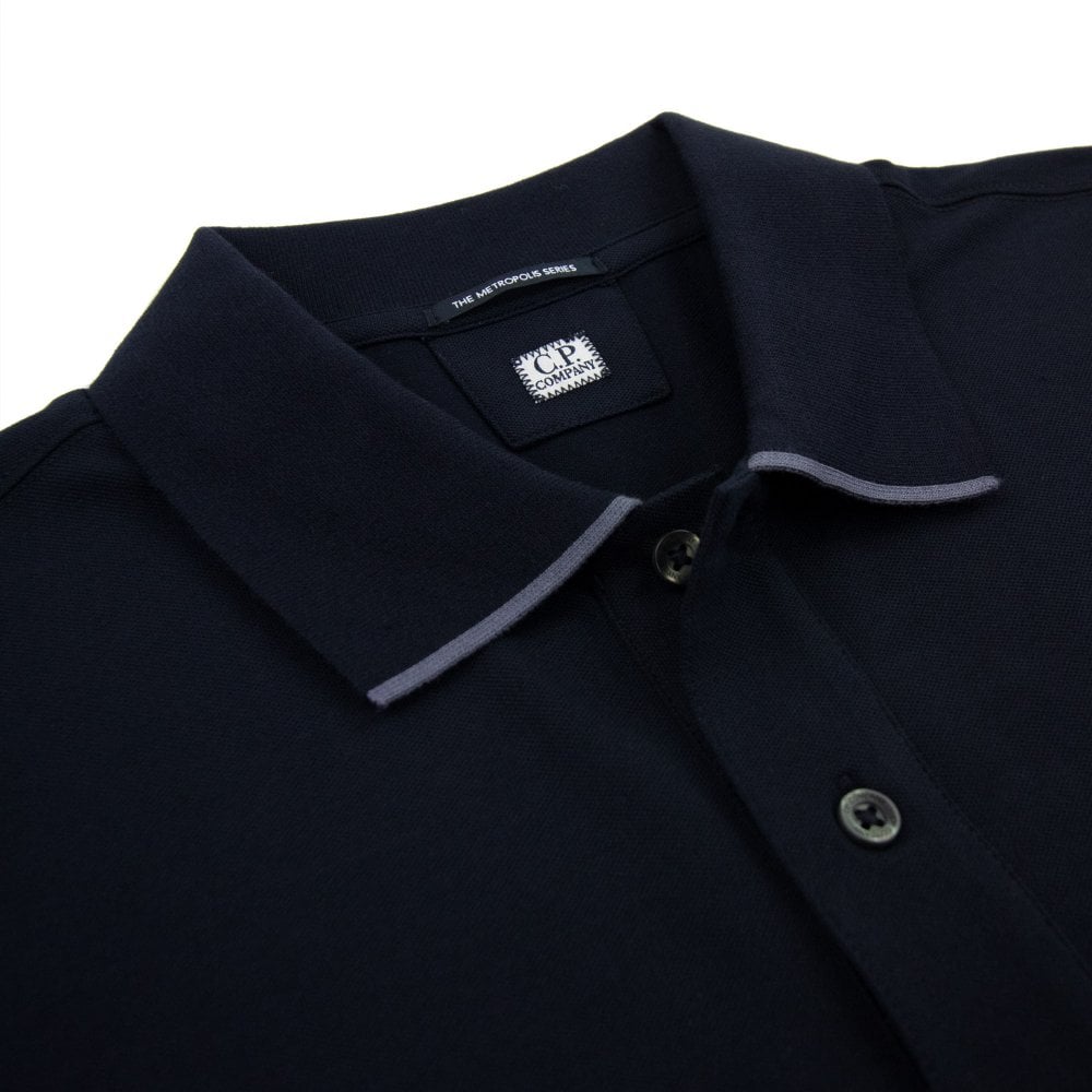 Cp Company Metropolis Series Striped Polo Shirt In Navy