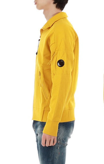 Cp Company Diagonal Raised Fleece Zipped Sweatshirt In Golden Nugget