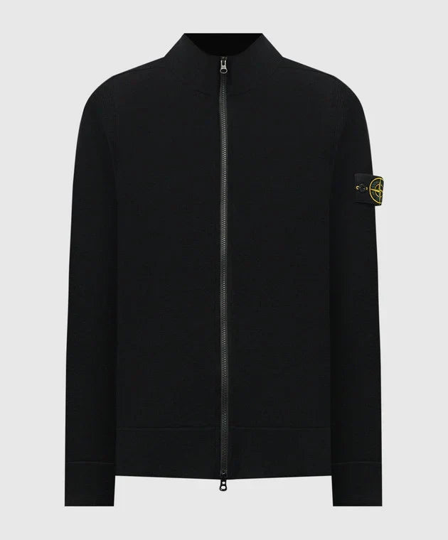 Stone Island Knit Full Zip Fleece In Black