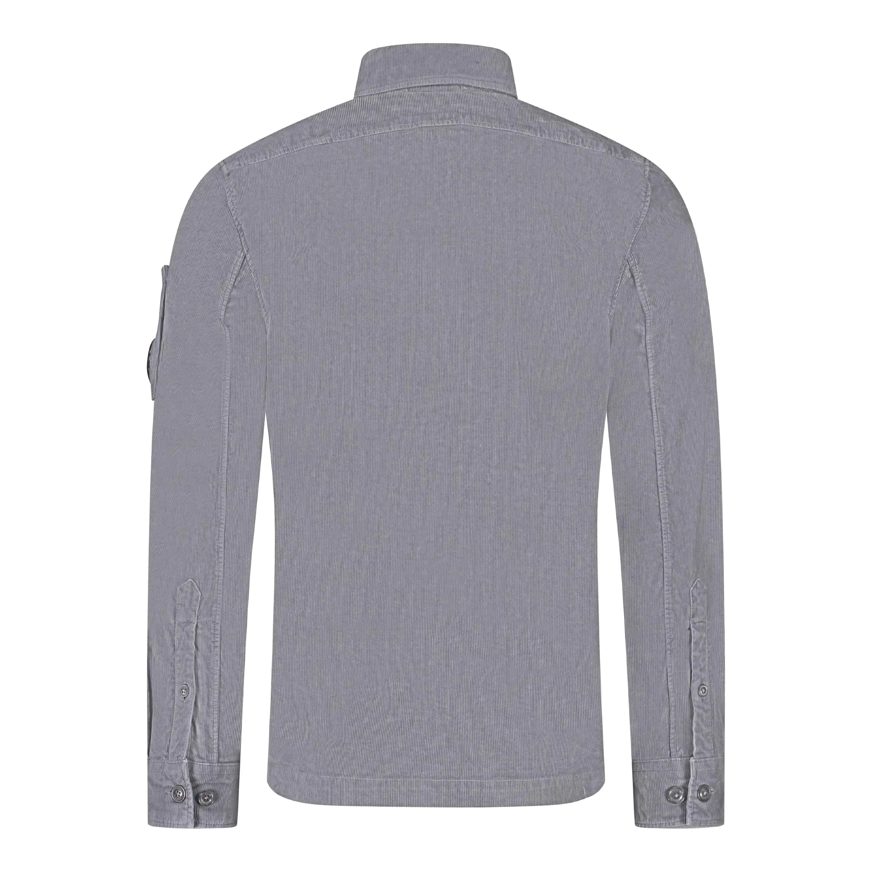 Cp Company Corduroy Button Up Shirt in Excalibur Grey