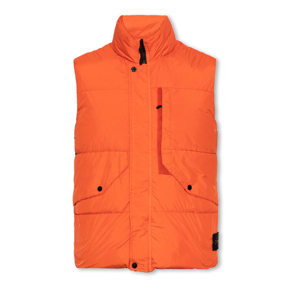 Stone Island Garment Dyed Crinkle Reps Gilet In Orange