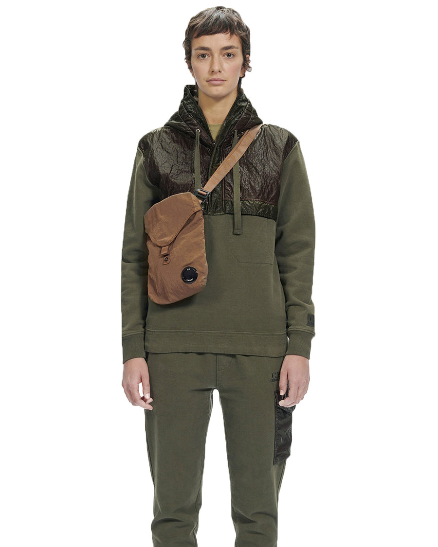 Cp Company Diagonal Fleece Overhead Hoodie In Ivy Green