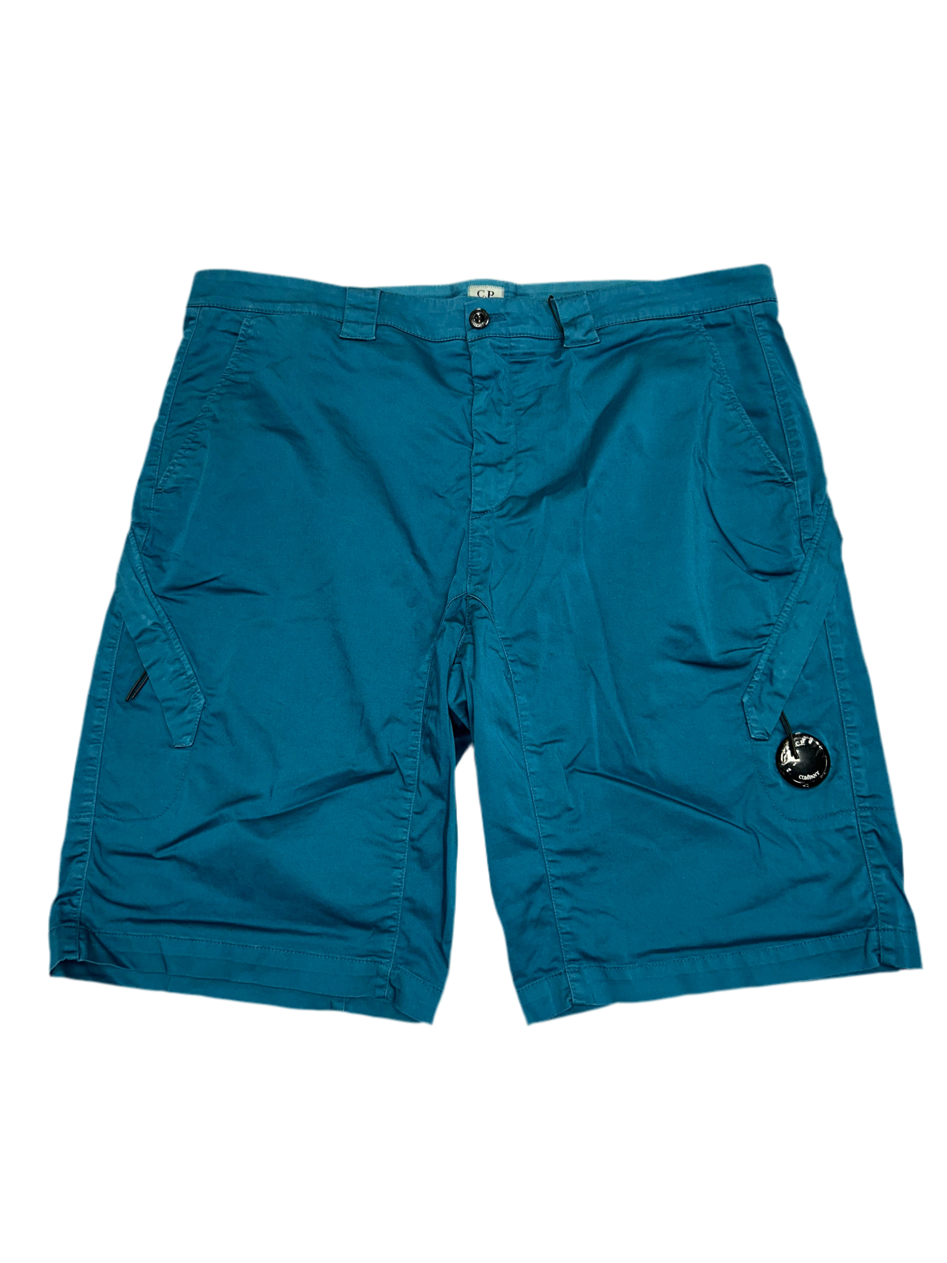Cp Company Utility Stretch Sateen Lens Shorts in Ink Blue