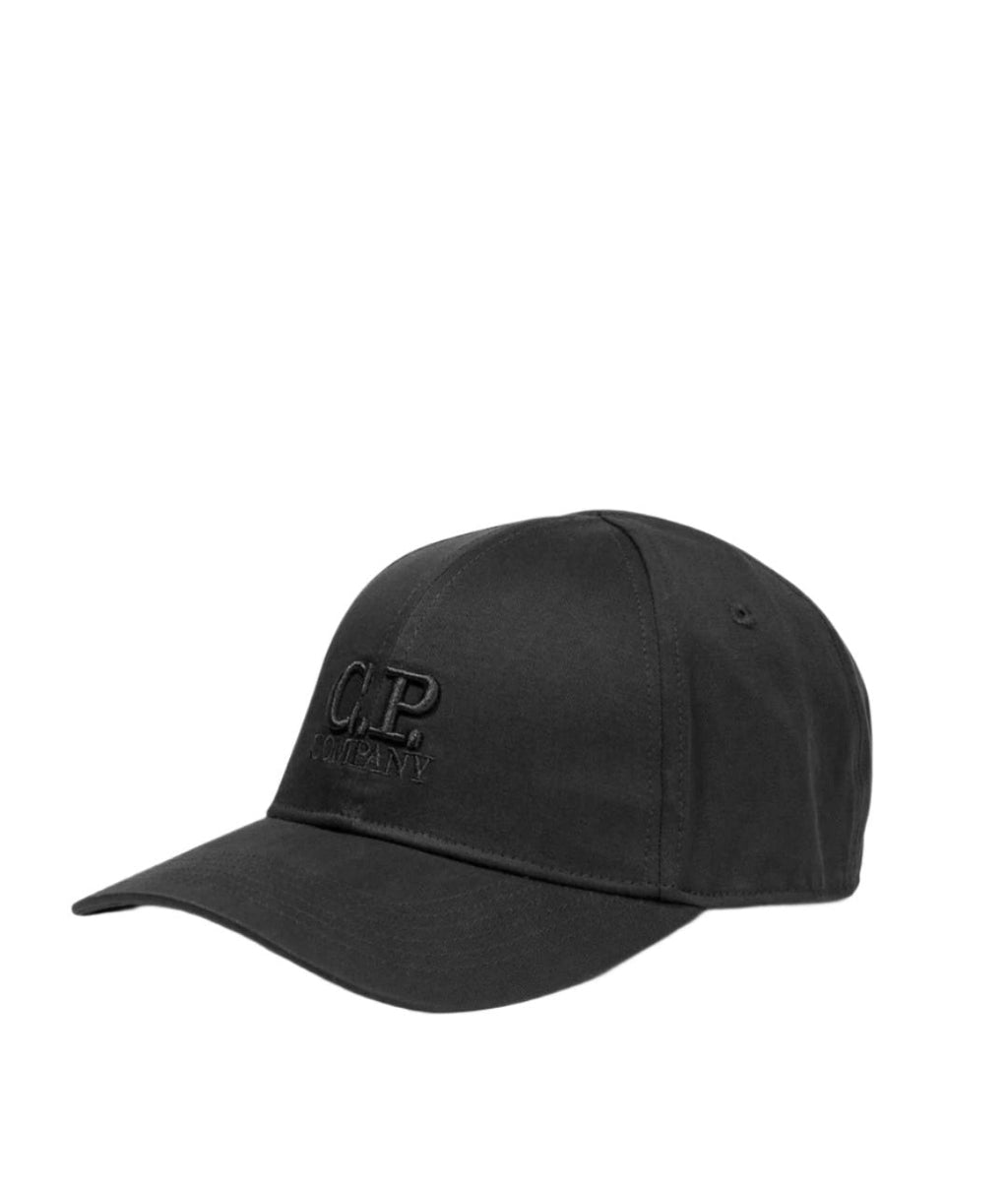 Cp Company Gabardine Logo Cap In Black