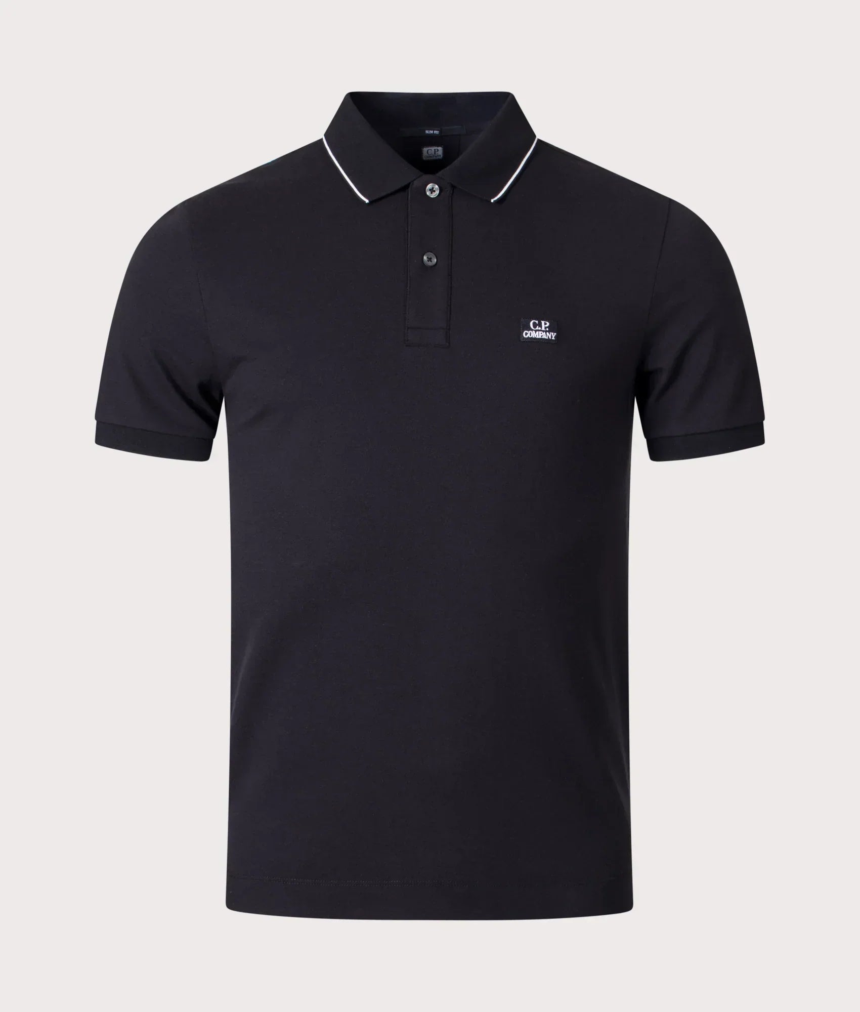 Cp Company 052A Stretch Piquet Slim Fit Polo Shirt in Black