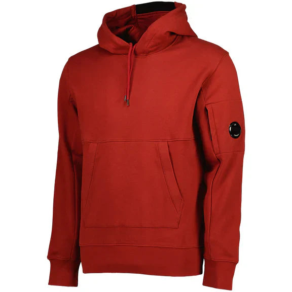 Cp Company Heavy Lens Overhead Hoodie In Red
