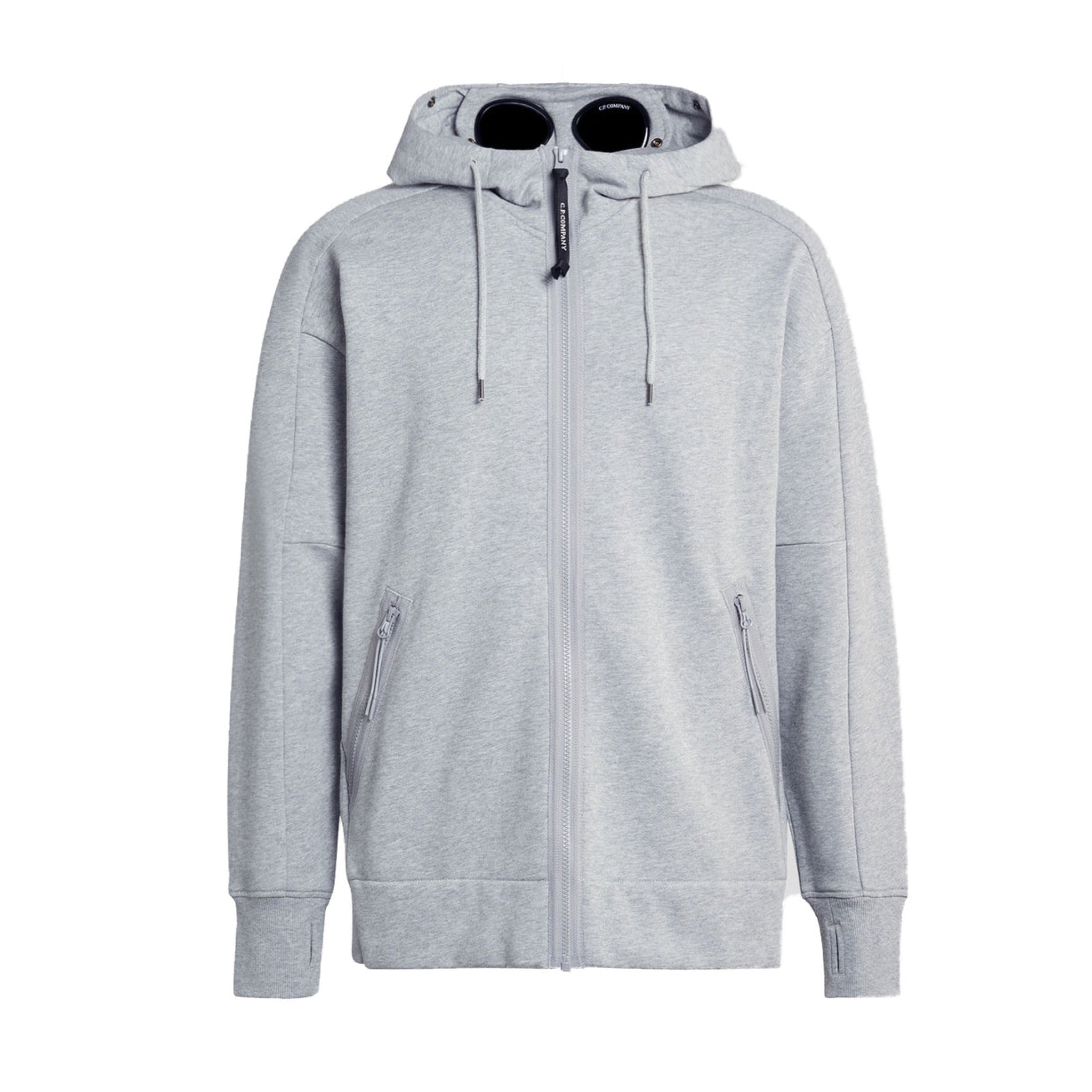 Cp Company Diagonal Raised Fleece Goggle Full Zip in Grey