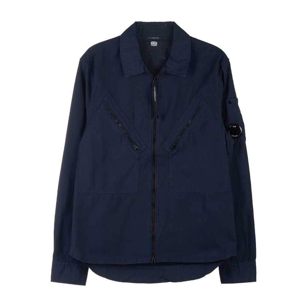 Cp Company Rip-Stop Zip Lens Shirt in Navy