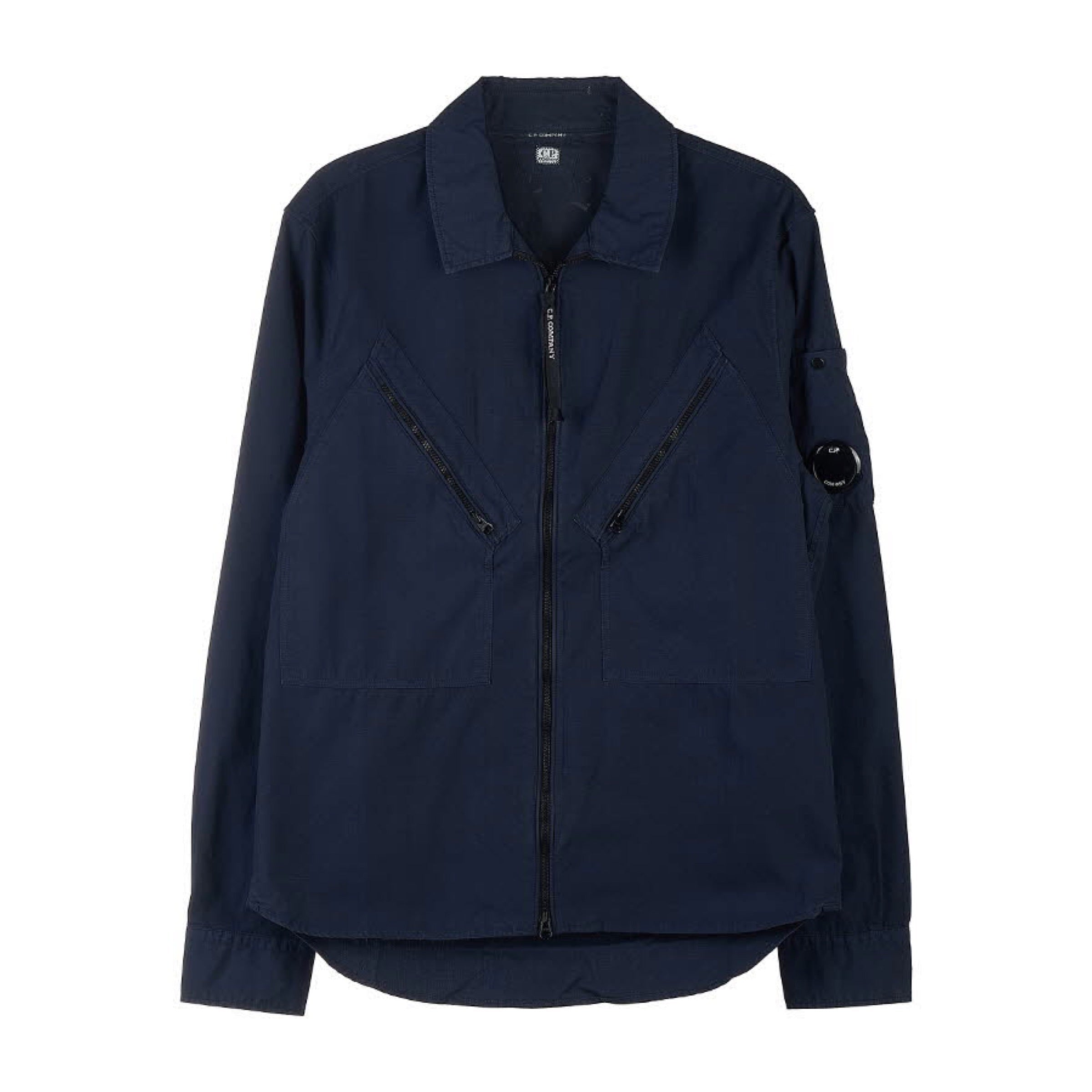Cp Company Rip-Stop Zip Lens Shirt in Navy