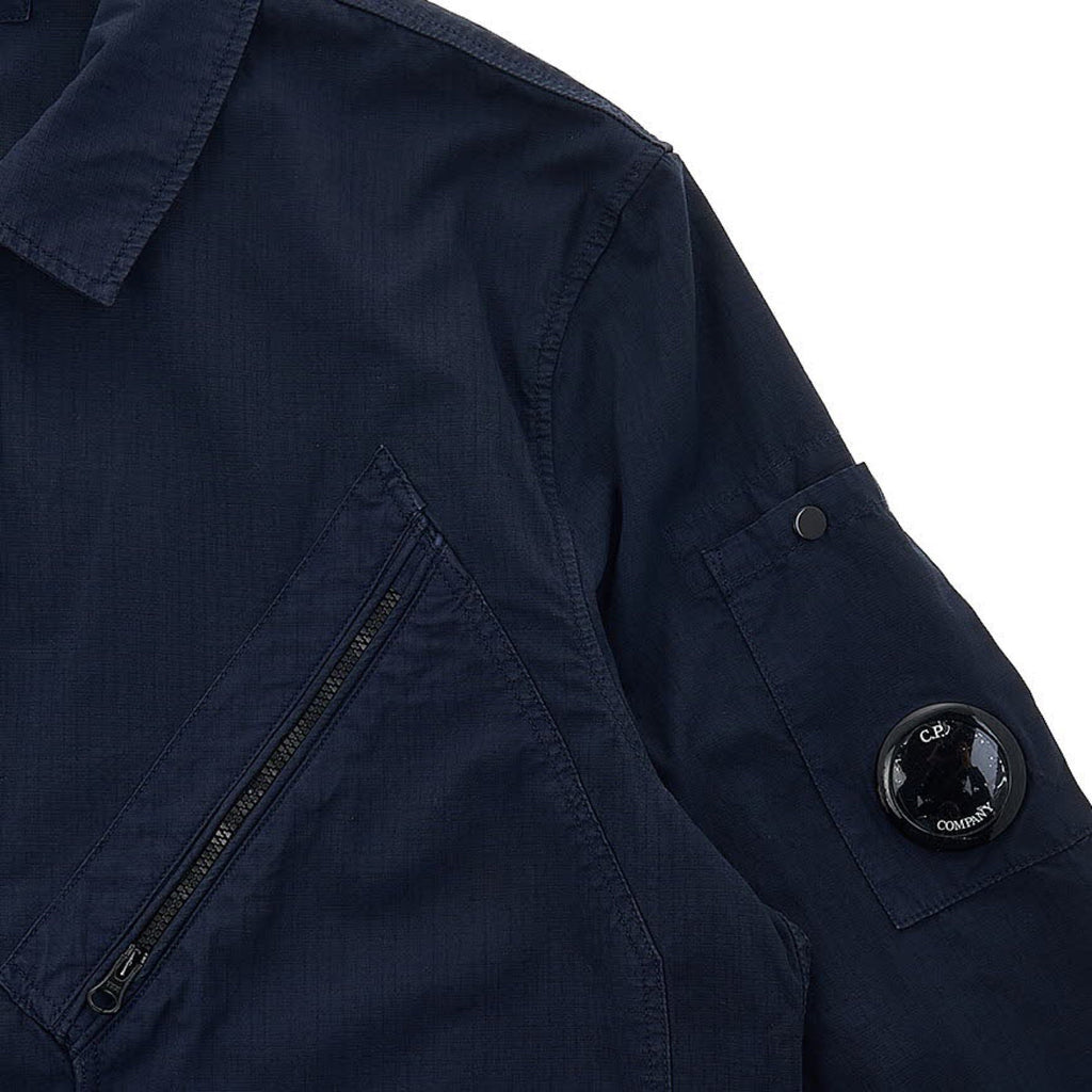 Cp Company Rip-Stop Zip Lens Shirt in Navy