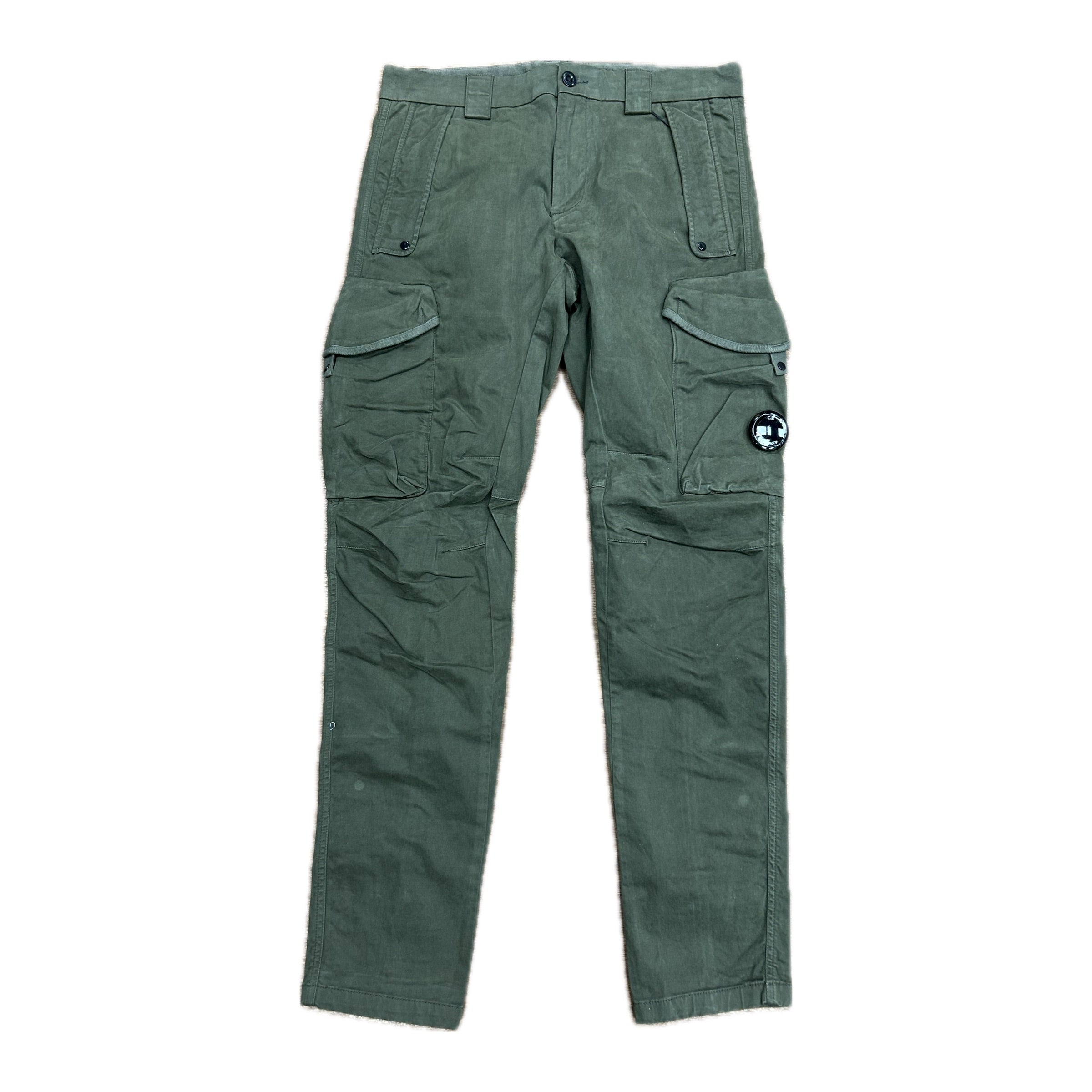 Cp Company Stretch Satin Lens Cargo Pants In Ivy Green