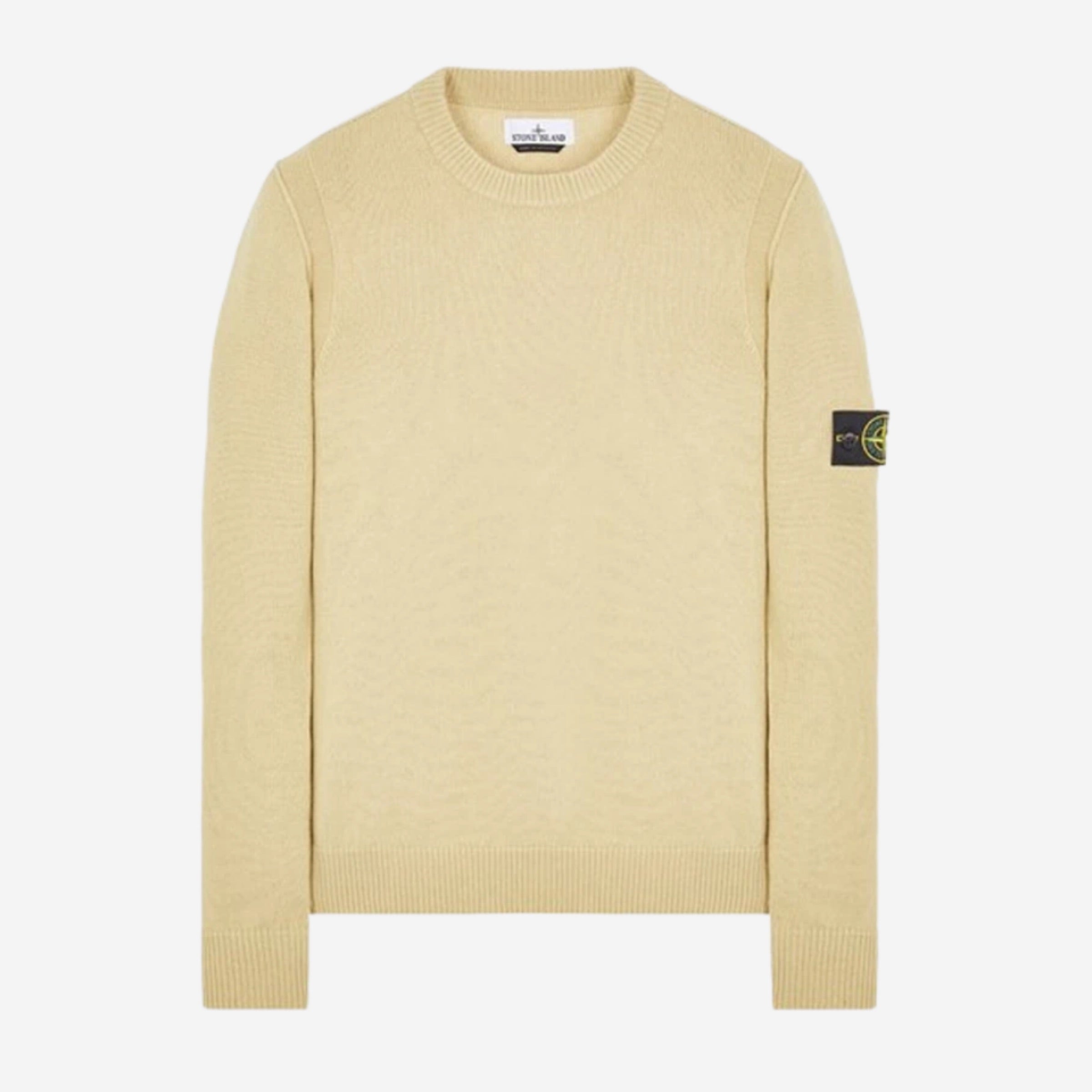Stone Island Light Wool Crewneck Knit Sweatshirt in Ecru