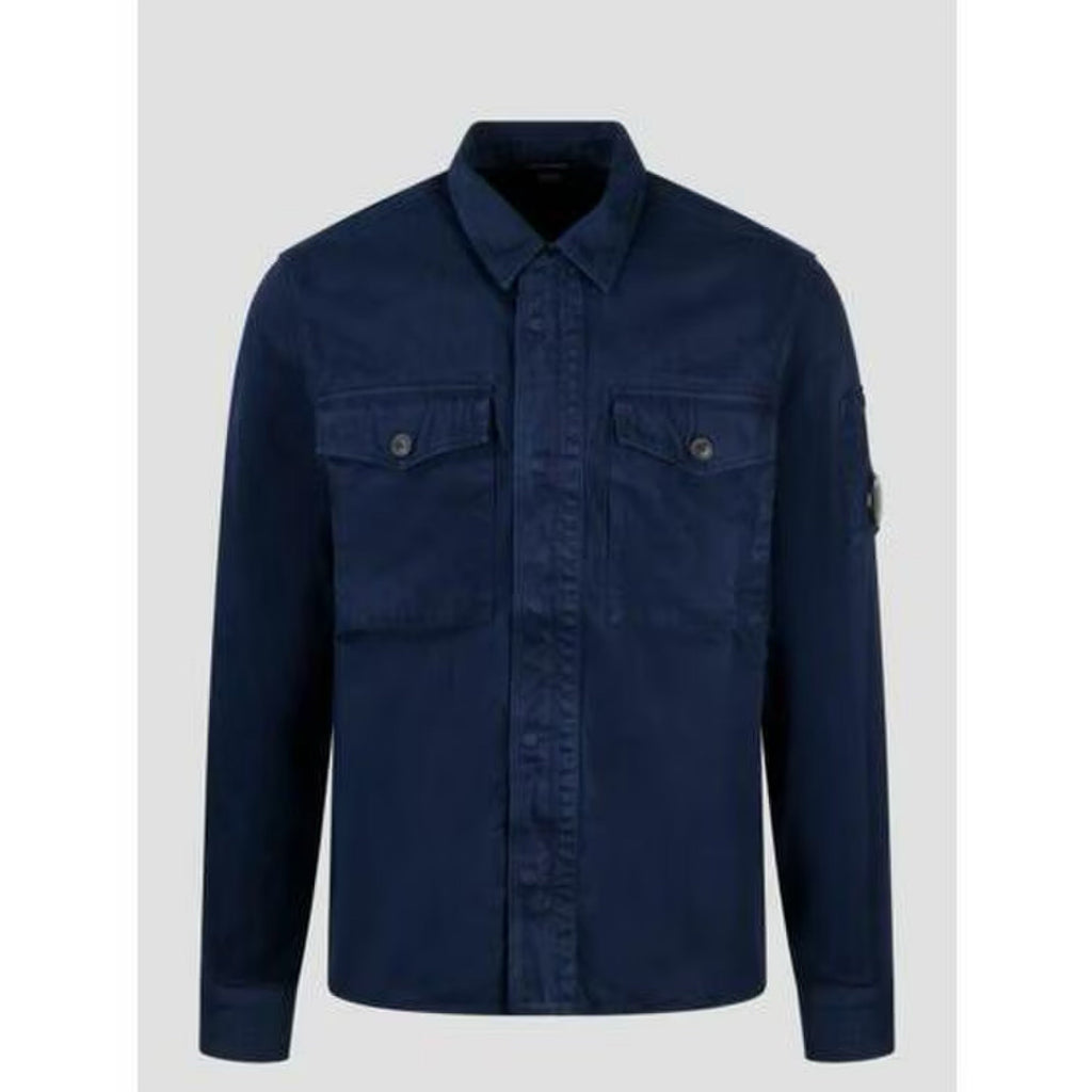 Cp Company Twill Emerized Shirt in Peacoat