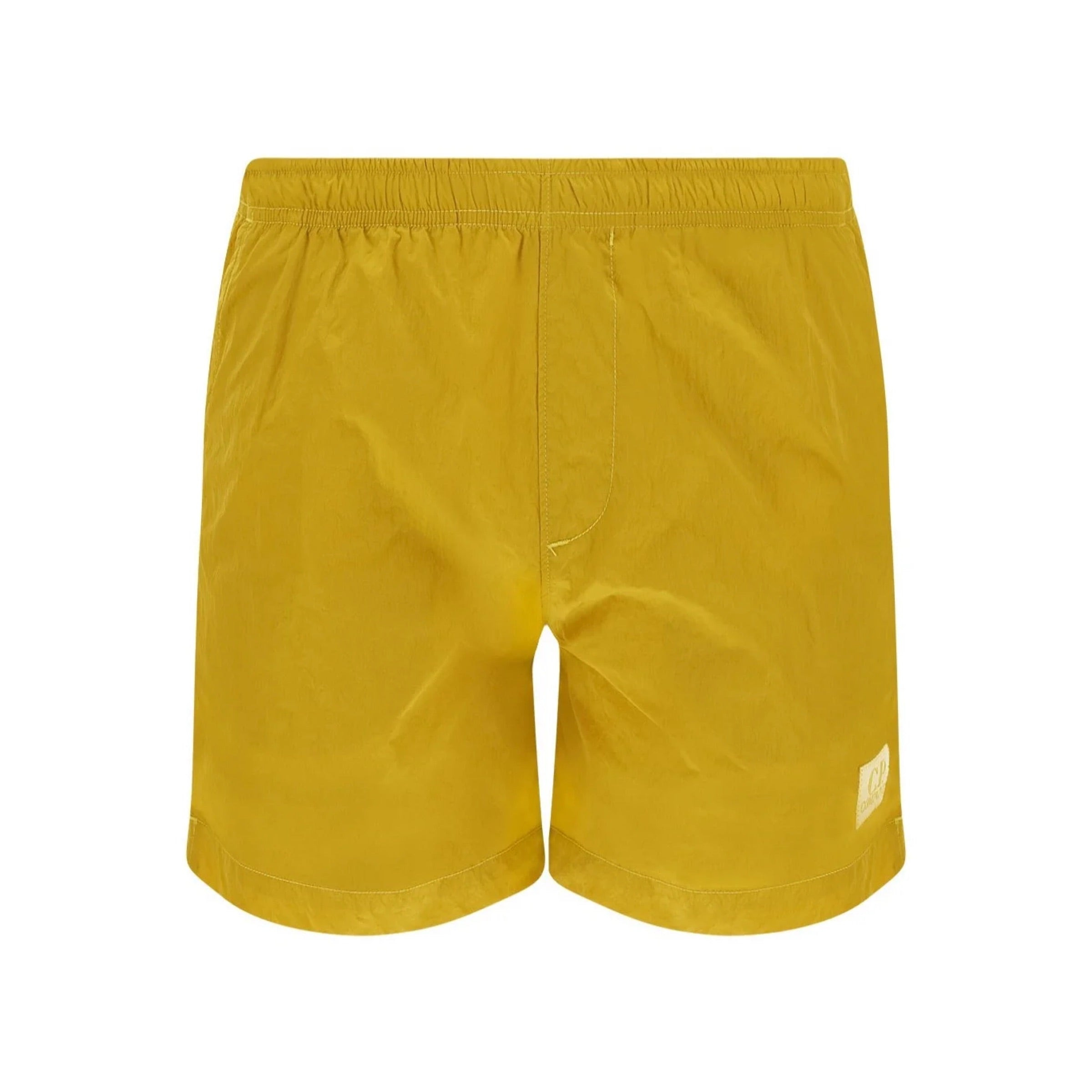 CP Company Chrome Patch Logo Swimshorts in Golden Nugget