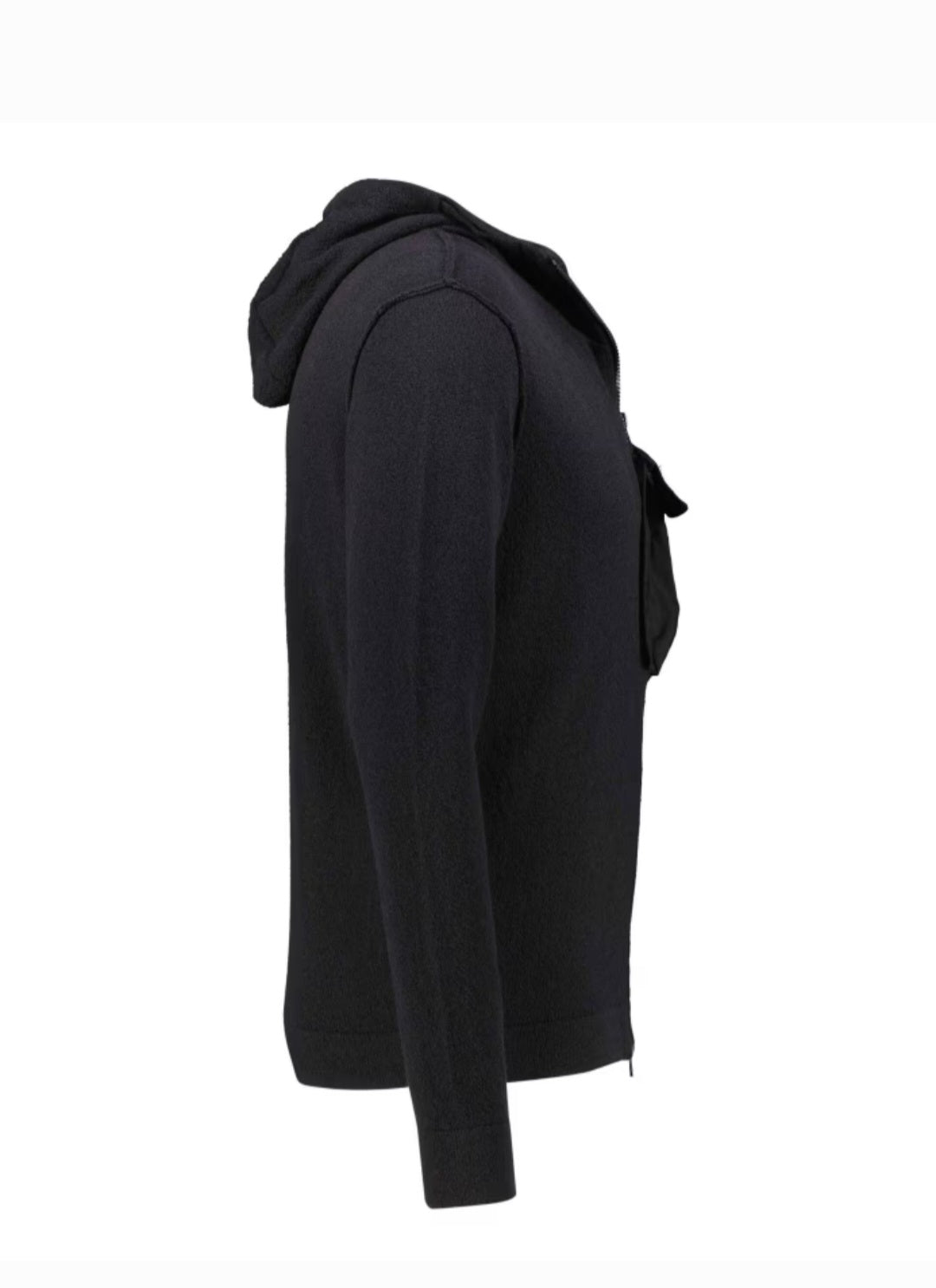 Cp Company Sponge Knit Lens Hooded Sweatshirt In Black