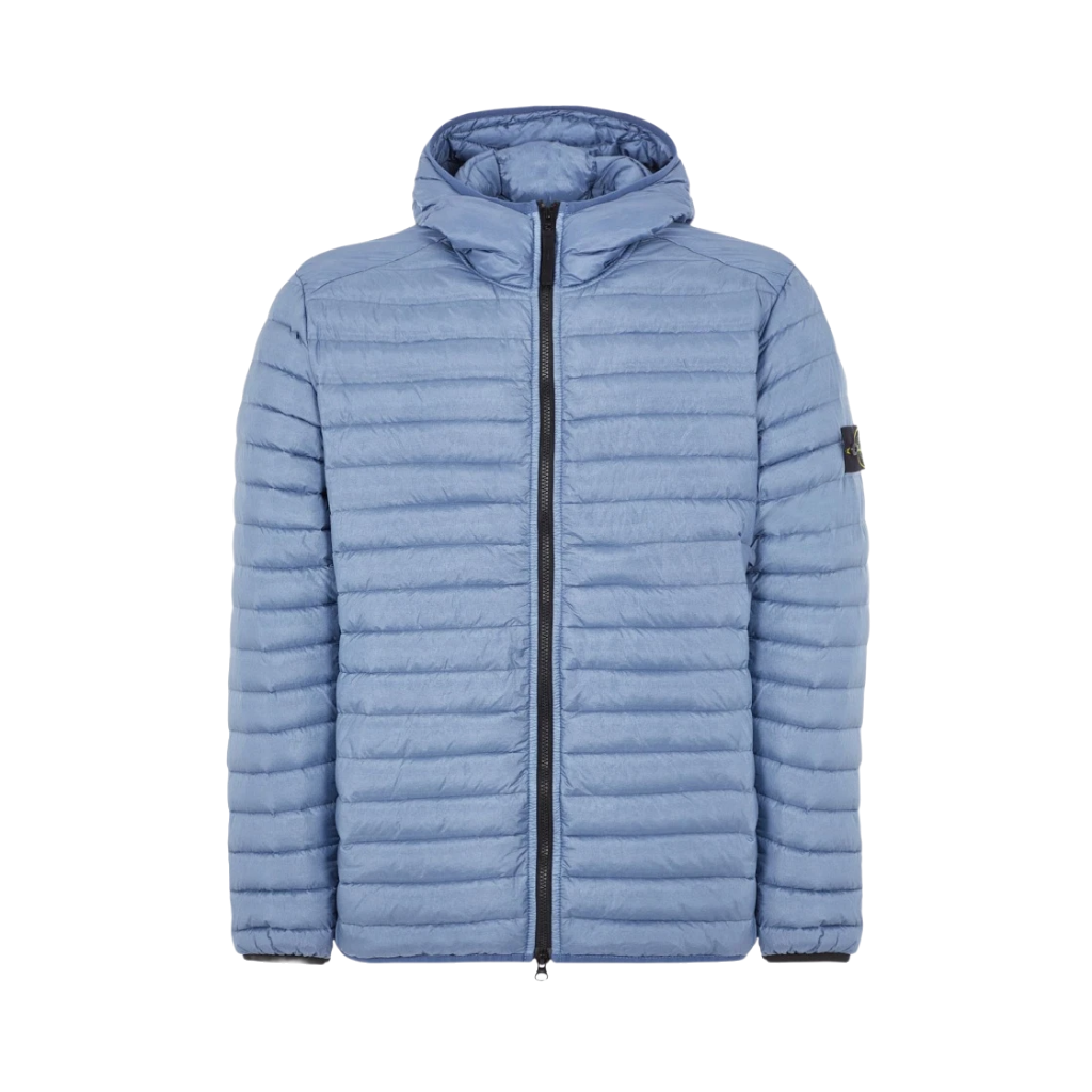 Stone Island Hooded Lightweight Down Jacket In Avio Blue