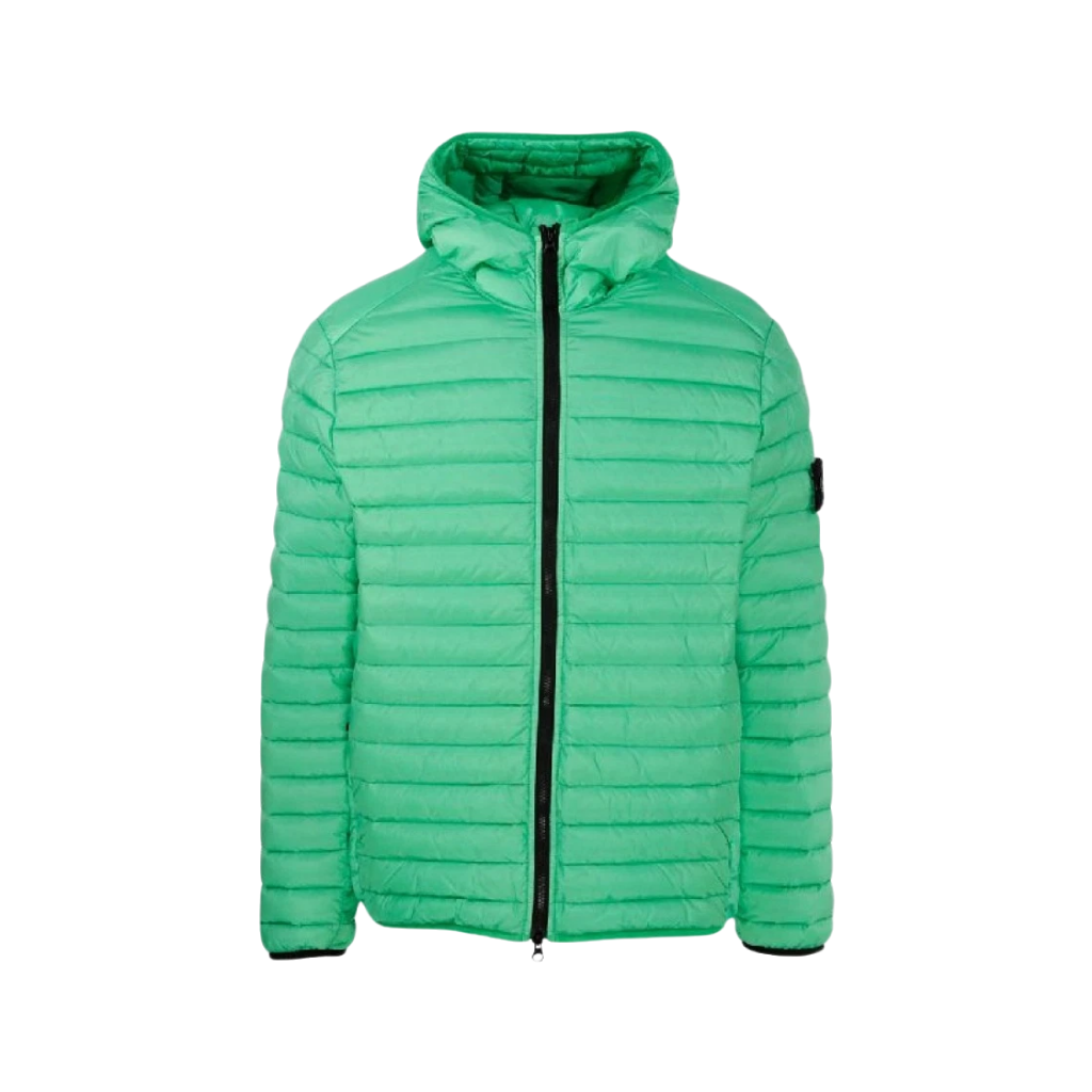 Stone Island Hooded Lightweight Down Jacket In Green