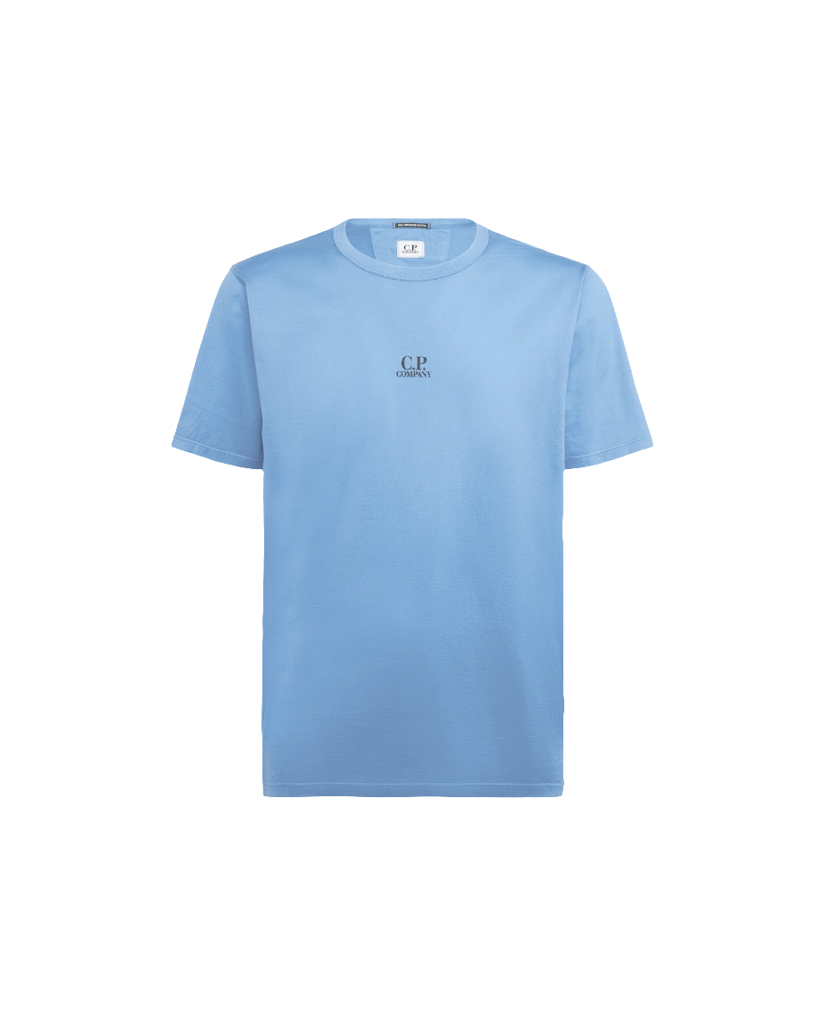 Cp Company 148a Mercerized Cotton Central Logo T-Shirt In Riviera Blue