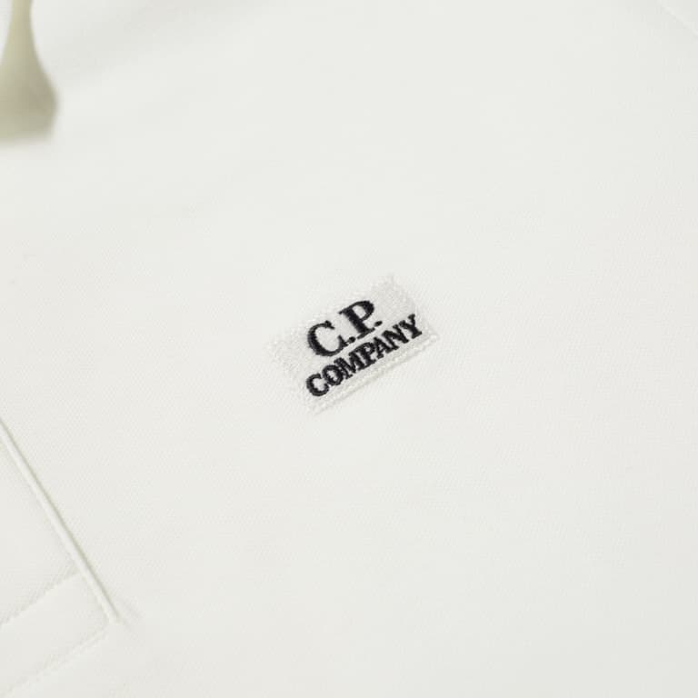 Cp Company Regular Fit Long Sleeve Polo Shirt In White