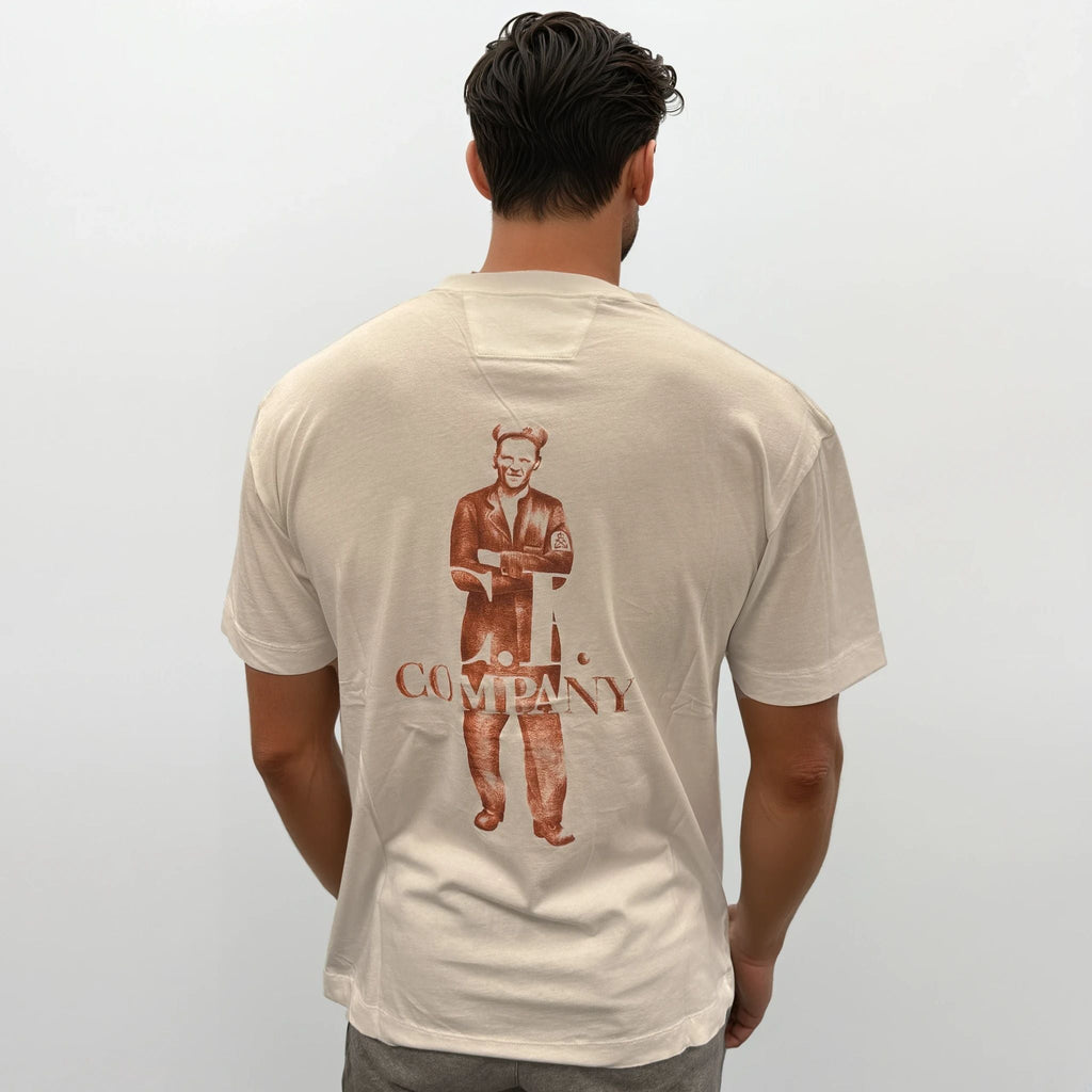 CP Company 30/1 Jersey Logo T-Shirt Gauze White