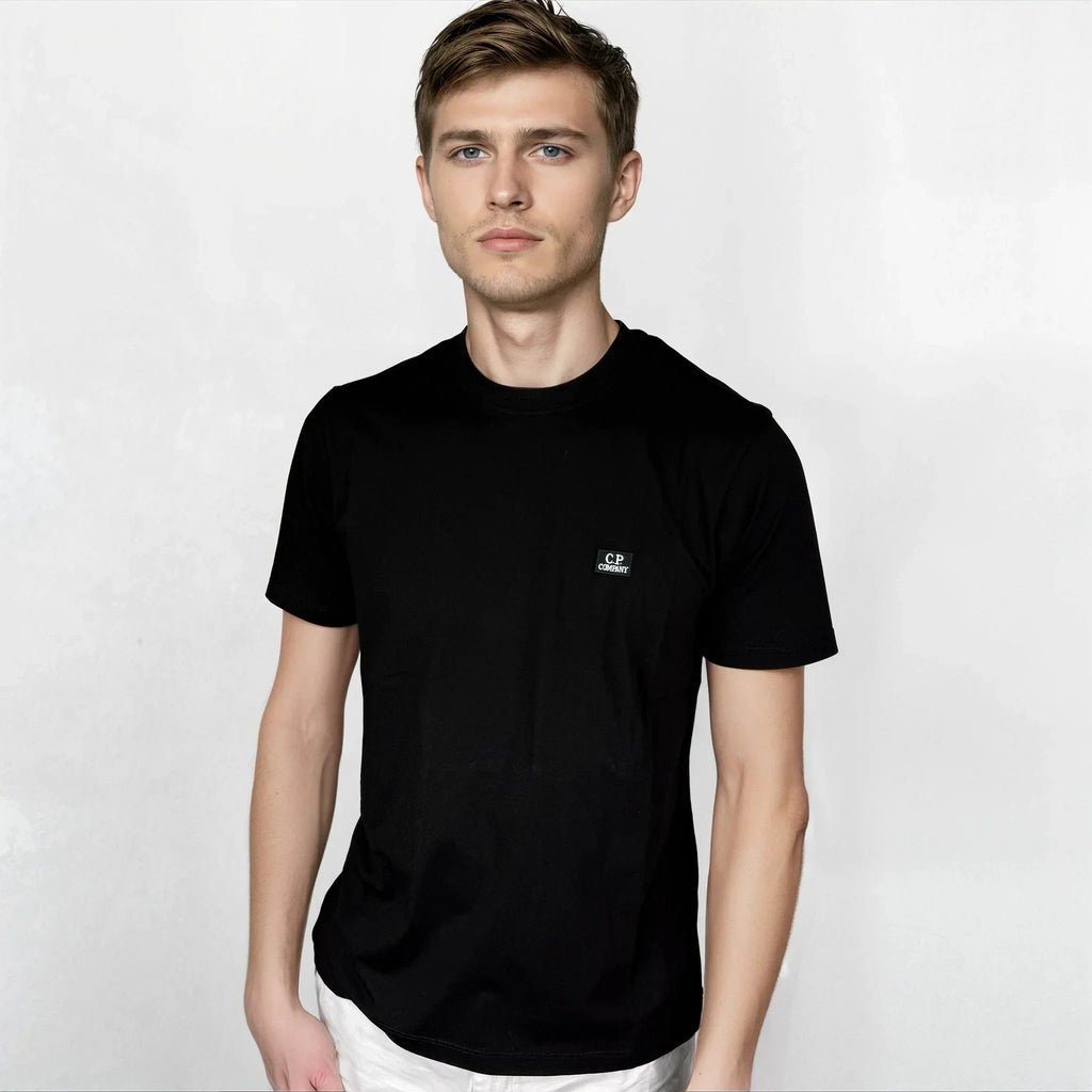 CP Company 70/2 Mercerised Jersey Logo Patch T-Shirt in Black