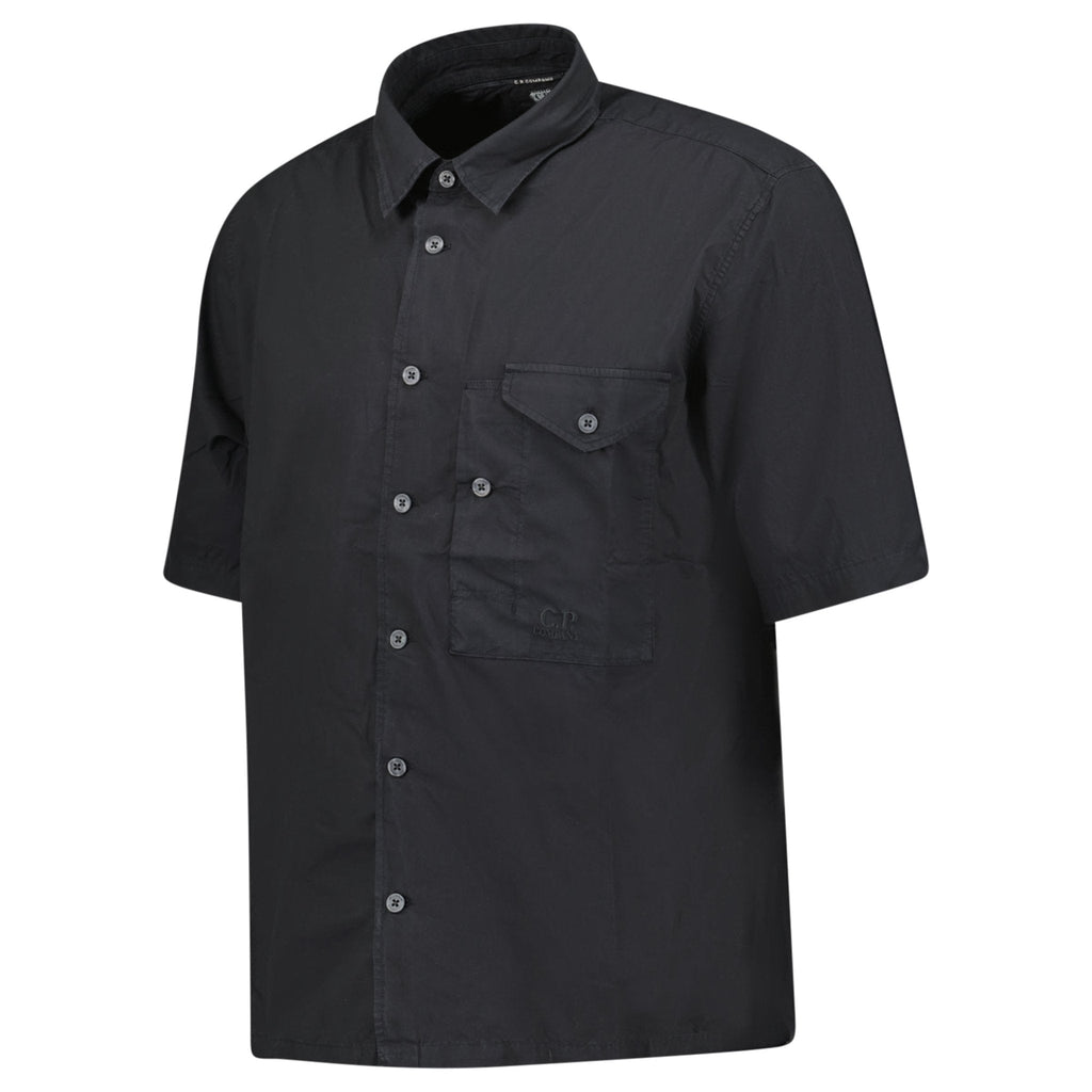 CP Company Black Popeline Short Sleeve Shirt