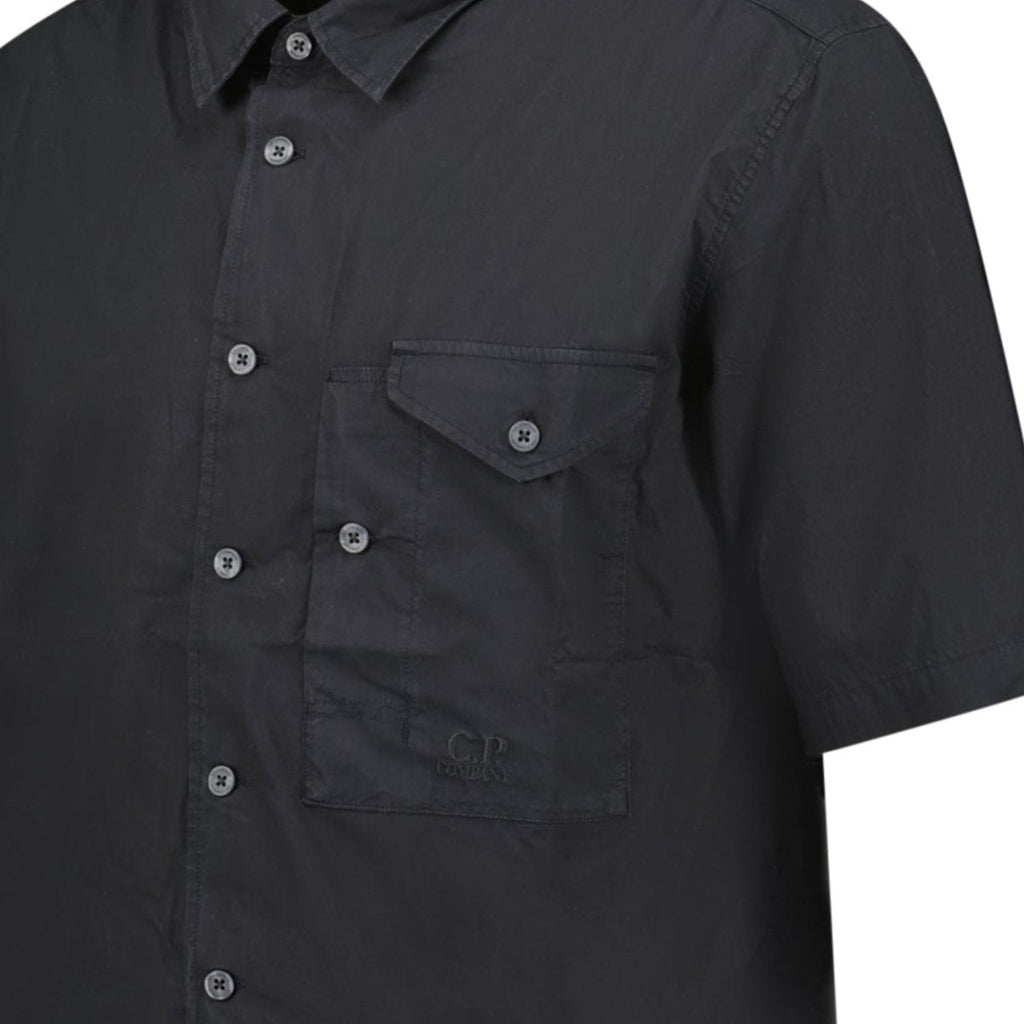 CP Company Black Popeline Short Sleeve Shirt
