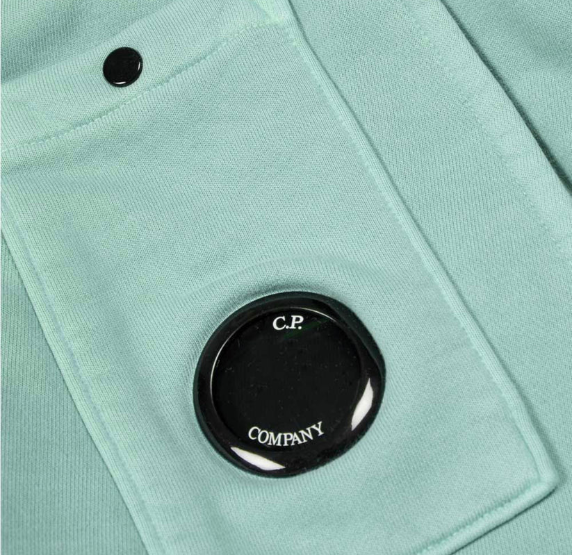 Cp Company Loose Fit Brushed Emerized Resist Dyed Lens Shorts in Mineral Blue