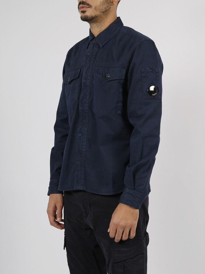 Cp Company Twill Emerized Shirt in Peacoat
