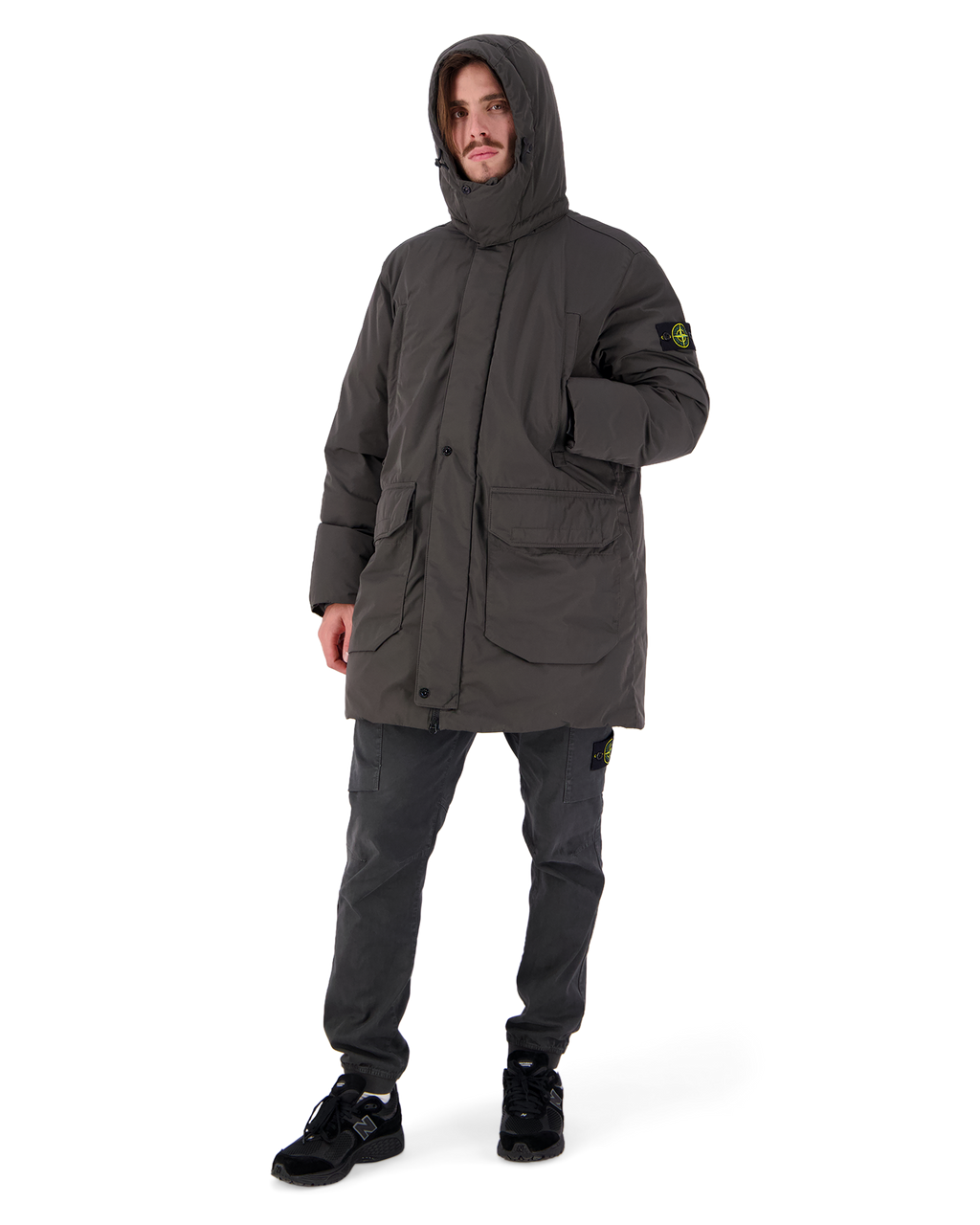 Stone Island Micro Twill Down Jacket In Charcoal