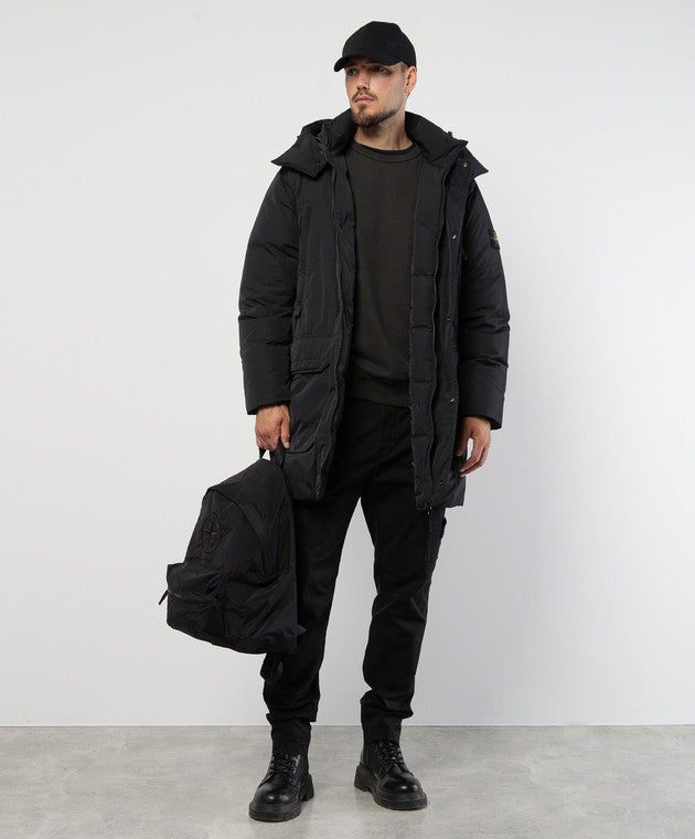 Stone Island Micro Twill Down Jacket In Black