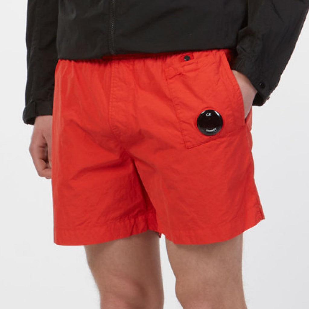 Cp Company Flatt Nylon Lens Swim Shorts In Red